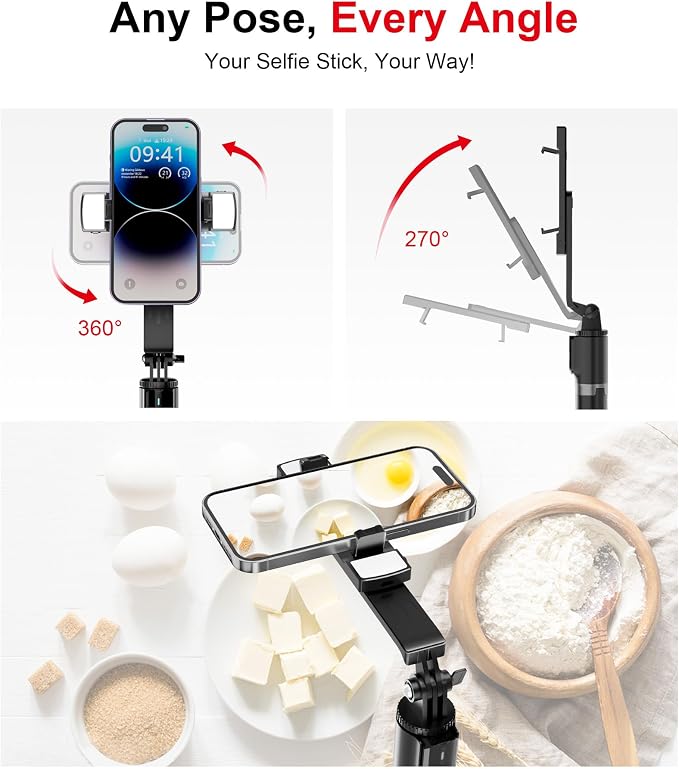 Selfie Stick Phone Tripod with Remote and LED Fill Lights - ASHINER 70 inch Heigh Cell Phone Holder for Travel, Vlogging, Live Streaming Video and Photos,Phone Stand Compatible with iPhone and Android