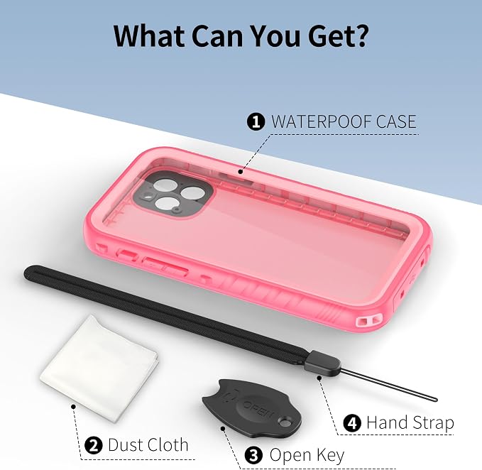 SPORTLINK for iPhone 11 Pro Waterproof Case, Full Body Underwater/Rugged/Heavy Duty Shockproof/Dustproof Case with Built-in Screen Protector for iPhone 11 Pro 5.8 Inch (Pink)