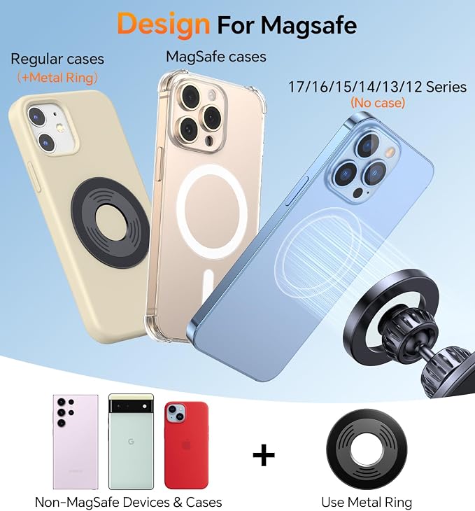 Romuto Magnetic Phone Holder for Gym Mag Safe Phone Holder【Dual Grip】 Gym Phone Holder Magnet Phone Camera Mount for Gym Accessories for Women Attach to Metal Surface with iPhone 17 Pro Max 16 15 14