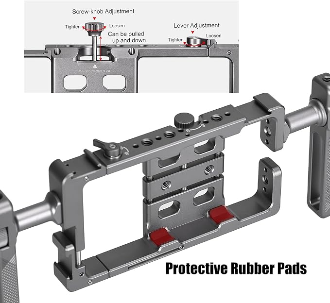 PCR-01 Smartphone Cage Universal Phone Video Rig Kit with Handle, Phone Stabilizer for Video Recording Cell Phone Filming Accessories