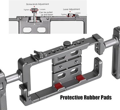 SUNWAYFOTO PCR-01 Smartphone Cage Universal Phone Video Rig Kit with Handle, Phone Stabilizer for Video Recording Cell Phone Filming Accessories