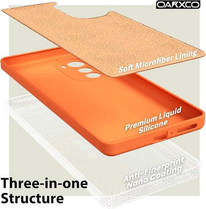 oakxco for Motorola Moto Edge Plus 2022/Edge Plus 5G UW 2022 Phone Case Liquid Silicone, Neon Bright Solid Color, Thin Slim Soft Rubber Gel Matte TPU Plain Simple Cover for Women Girl Cute, Orange