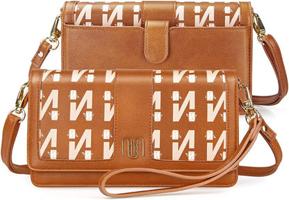 nuoku Women Small Crossbody Bag Cellphone Purse Wallet with RFID Card Slots 2 Straps Wristlet