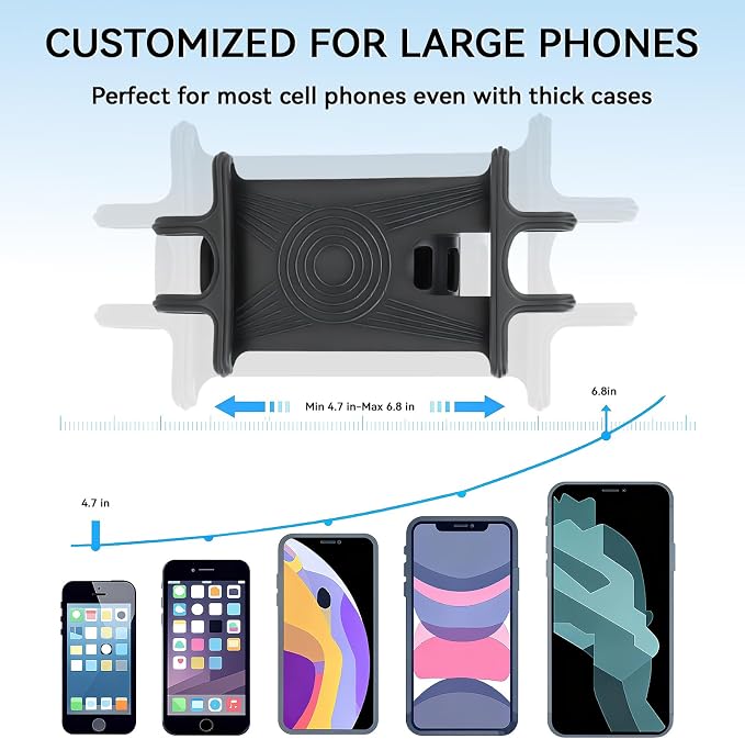 Bike Phone Holder & Motorcycle Phone Mount - Adjustable Handlebar Cell Phone Clasm for Bicycle, Scooter, E-Bike, Universal 4.7"-6.8" Smartphones for iPhone 17/16/15 Pro Max, Galaxy S24, Shockproof