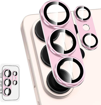 for Samsung Galaxy S26 Ultra Camera Lens Protector, Electroplated Matte Back with 9H Tempered Glass Lens Protector, [Strong Adsorption] [Case-Friendly] Metal Ring HD Clear Lens Cover, Pink