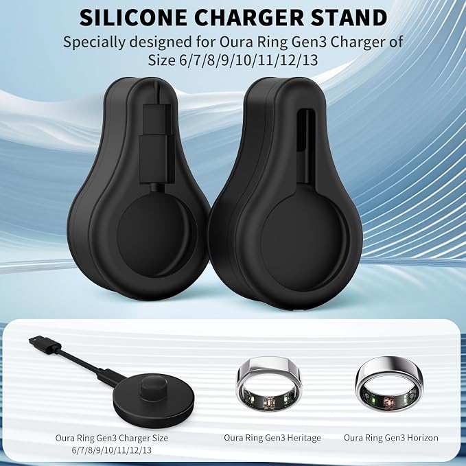 Oura Ring Gen3 Charger Protector - Silicone Case Compatible with Sizes 6-13, Dock Station Holder