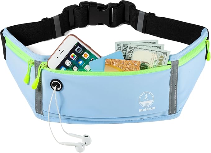Slim Running Belt Fanny Packs for Men Women, Blue Running Fanny Pack Waist Pack Phone Holder for Running Hiking Workout