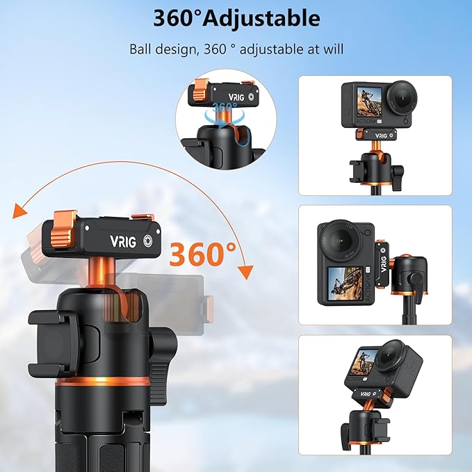 VRIG Osmo Action 6 21.3" Mini Camera Tripod for DJI Osmo Nano,360° Extendable Selfie Stick Holder with Magnetic Quick Release Mount Adapter for DJI OSMO Action 6,OSMO Nano