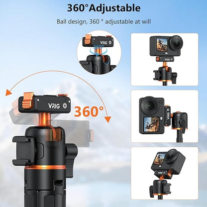 VRIG Osmo Action 6 21.3" Mini Camera Tripod for DJI Osmo Nano,360° Extendable Selfie Stick Holder with Magnetic Quick Release Mount Adapter for DJI OSMO Action 6,OSMO Nano