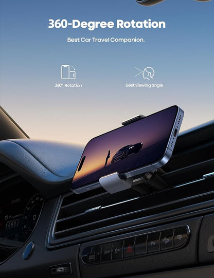 Lamicall Car Cell Phone Mount, Air Vent Clip Holder, Universal Stand Hands Free Cradle Compatible with Phone 12 Mini 11 Pro Xs Xs Max Xr X 8 7 6 6s Plus SE and Other 4.7-6.5'' Smartphones - Gray