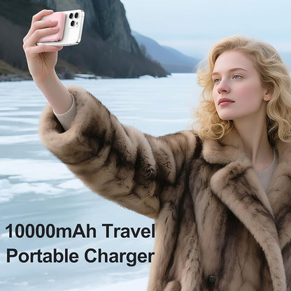 for Magsafe Power Bank, 10000mAh Magnetic Power Bank with USB-C Cable and PD 20W USB C Fast Charging LED Display, Wireless Portable Charger for iPhone 17/16/15/14/13/12/Pro/Pro Max