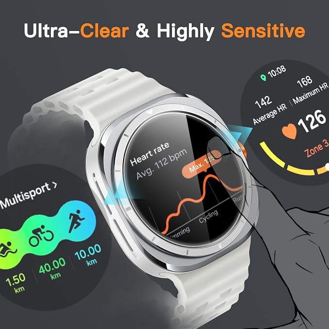 JETech Screen Protector for Galaxy Watch Ultra/6 Classic 47mm, 3-Pack | Tempered Glass Protection, HD Clear, Anti-Scratch Design