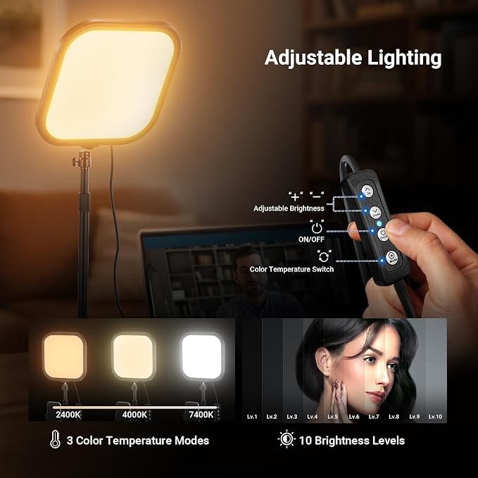NEEWER Basics 10.8" Video Conference Lighting with Desk Stand & Phone Holder, 15W Bi Color Edge Lit Full Screen Light CRI95+ for Computer Laptop Webcam Zoom Calls Streaming