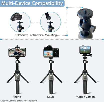 Fugetek 42" Compact Selfie Stick & Tripod, Extendable, Wireless Bluetooth Remote, Lightweight Aluminum, Travel Ready, Compatible with iPhone 14 13 12 Pro Xs Max Xr X 8Plus 7 & Android