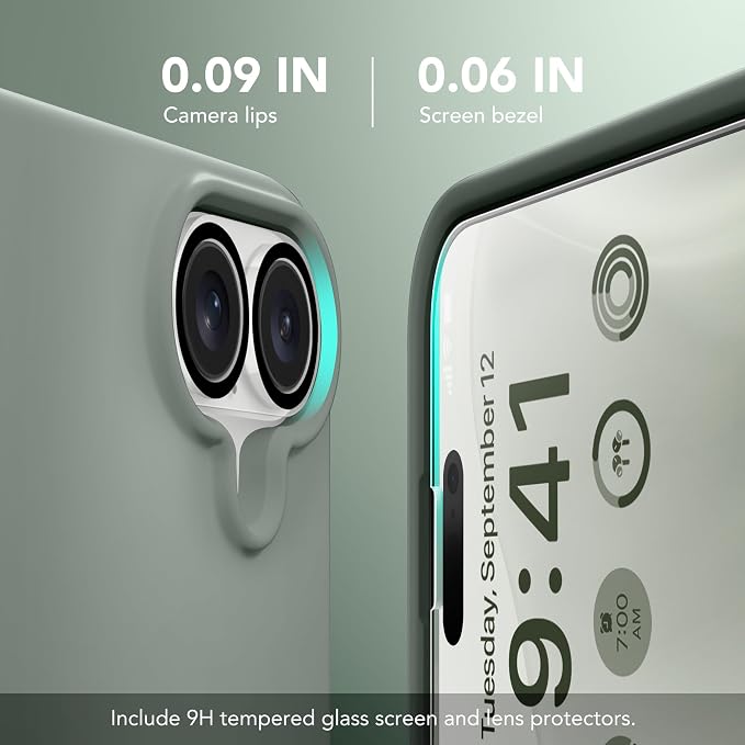 GONEZ Magnetic for iPhone 17 Case, Compatible with MagSafe, [Screen Protector + Camera Lens Protector], Liquid Silicone Anti-Scratch Shockproof Protective Phone Case 6.3 inch, Calke Green