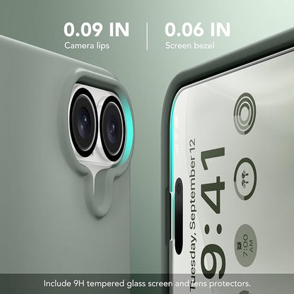 GONEZ Magnetic for iPhone 17 Case, Compatible with MagSafe, [Screen Protector + Camera Lens Protector], Liquid Silicone Anti-Scratch Shockproof Protective Phone Case 6.3 inch, Calke Green