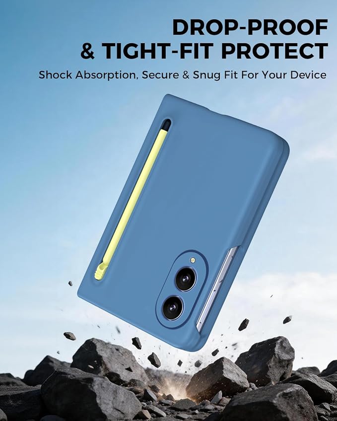 NINKI Stylus Pen for Samsung Galaxy Fold 8 Case with Built-in Screen Protector,Stylus Pen Holder Heavy Duty Rugged Dustproof Pen Storage Matte Case for Galaxy Fold 8 SkyBlue