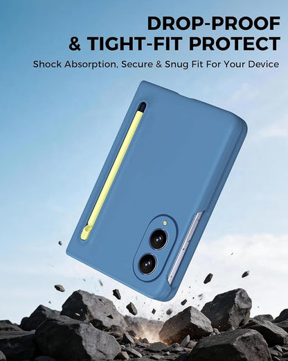 NINKI Stylus Pen for Samsung Galaxy Fold 8 Case with Built-in Screen Protector,Stylus Pen Holder Heavy Duty Rugged Dustproof Pen Storage Matte Case for Galaxy Fold 8 SkyBlue
