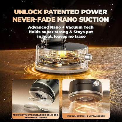 Mayten Magnetic Phone Holder Stand，Suction Phone Mount with Vacuum+TPU Gel Design for All Surfaces, Car Mount with Strong Suction and Adhesive, Compatible with iPhone/Android，All Smartphones (Black).