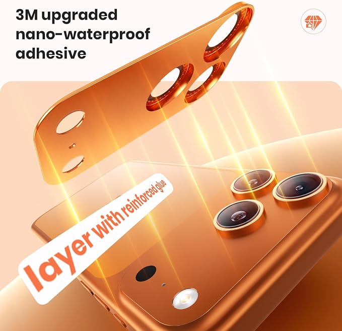 WSKEN for iPhone 17 Pro Max Camera Lens Protector Diamond Bling - [Not Easy to Fall][Strong Adsorption] Glitter Metal Aluminum Alloy Rear Camera Screen Cover Accessories, Cosmic Orange