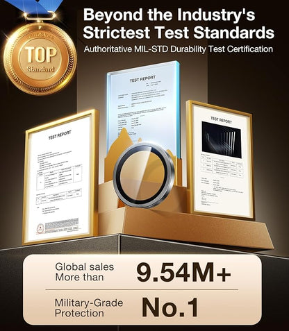UltraGlass for iPhone 16 Pro Max/16 Pro Camera Lens Protector [NO.1 Military Grade Shatterproof] iPhone 16 Pro Max Camera Protector, 16 Pro Lens Cover [Longest Durable] Easy Install, Natural Titanium
