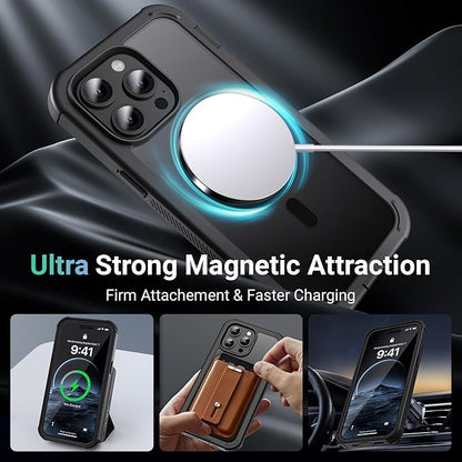jaroco Magnetic for iPhone 14 Pro Case, [Compatible with MagSafe][Military Grade Drop Protection][Heavy Duty Protection][Non-Slip][Shockproof] 2-Layer Durable Bumper Phone Case 6.1''-Black