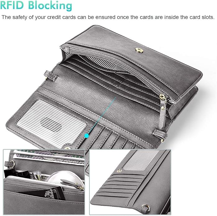 nuoku Women Small Crossbody Bag Cellphone Purse Wallet with RFID Card Slots 2 Straps Wristlet