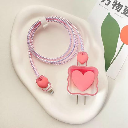 Compatible with Apple iPhone 18W/20W USB-C Power Adapter Charger Protective Cover Cute Bow Protector Kawaii Cable Saver for iPhone 14 15 16 17 Pro Max Fast Charger