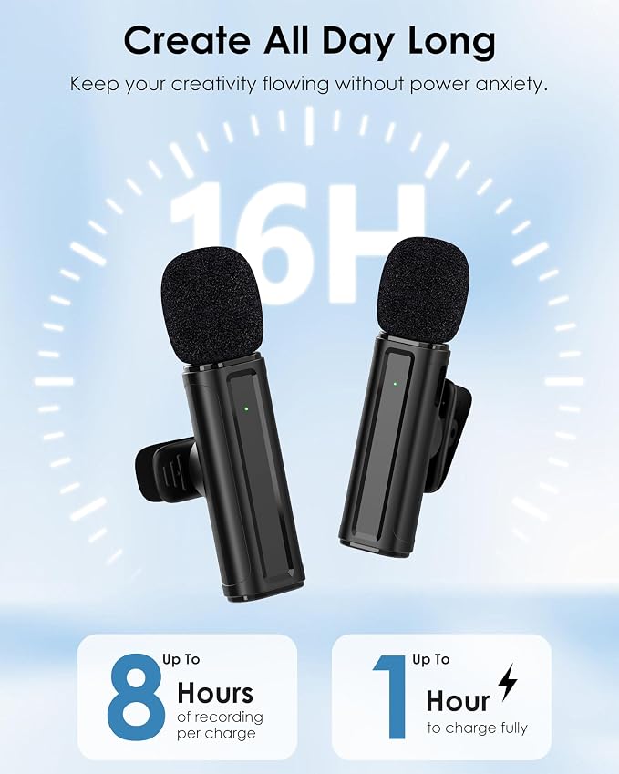 Wireless Mini Microphone for iPhone, Android, Camera, PC, 4 in 1 Lavalier Mic with 360° Rotatable Clip, Plug and Play Noise Reduction Lapel Mic for Video Recording YouTube TikTok Content Creators