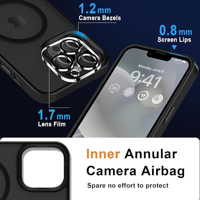 MOCCA Strong Magnetic for iPhone 12 Pro Max Case,[Compatible with Magsafe][Glass Screen Protector+Camera Lens Protector] Slim Thin Shockproof Cover Phone Case for iPhone 12 Pro Max 6.7", Black