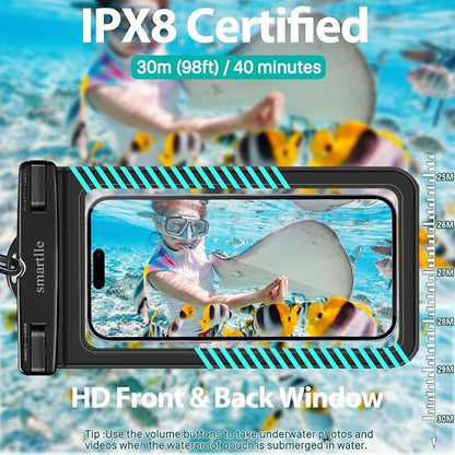 Waterproof Phone Pouches Bags Holder, Cell Phone Water Protectors Pouch Bag 2 Pack for Swimming, IPX8 Water Proof Phone Cases pouch for iPhone 15 14 13 Pro Max 12 11, for Galaxy S24 S23 Ultra 7"