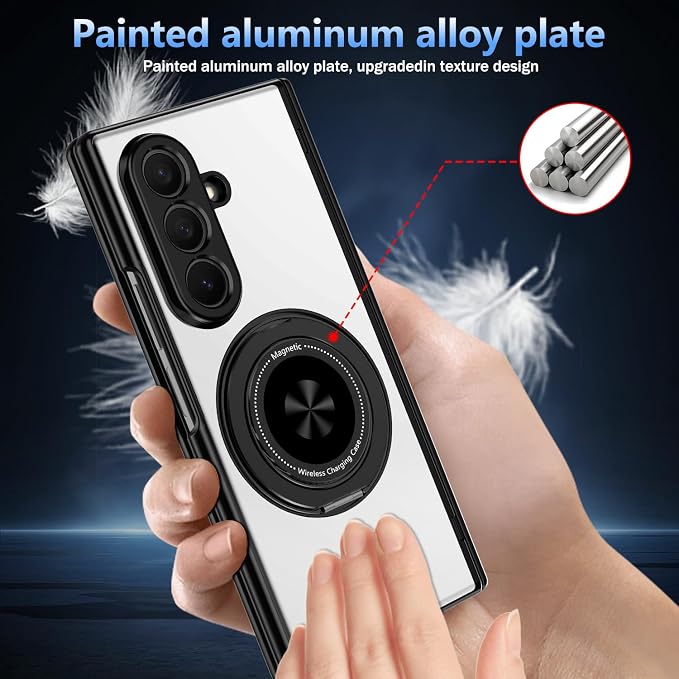 Hekodonk for Galaxy Z Fold 8 Ultra Case with 360 Rotatable Stand,[Compatible with MagSafe][Front Screen Protector],Magnetic Ring Holder with Hinge Protective Case for Samsung Z Fold 8 Ultra,Sliver