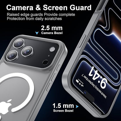 for iPhone 17 Pro Max case with Camera Lens Protector [10Ft Military-Grade Protection] Compatible with fit MagSafe Shockproof Cover Phone case for iPhone 17 Pro max 6.9 inch,Gray