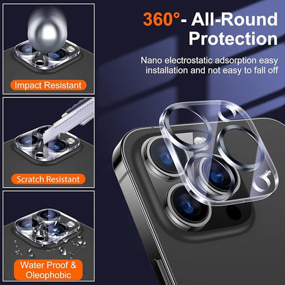 UniqueMe [3 Pack] Camera Lens Protector Compatible with iPhone 13 Pro 6.1" / 13 Pro Max 6.7" Tempered Glass,[Case Friendly][New version][Scratch-Resistant][Easy Installation] -Grey