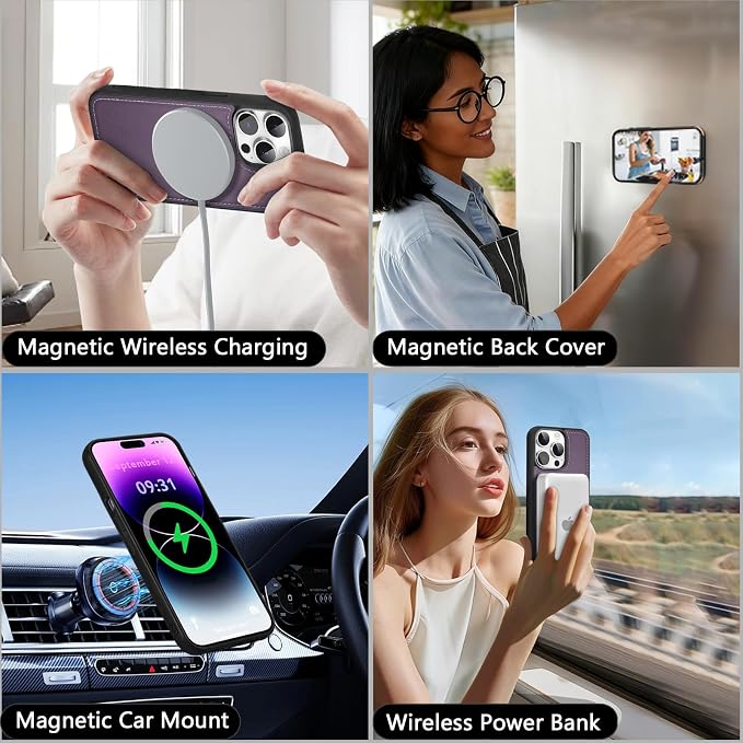 Wallet Case for iPhone 14 Pro Max with Card Holder/Crossbody Wallet/Strap| RFID Blocking | Magnetic | Kickstand | Detachable | PU Leather Phone Case for iPhone 14 Pro Max,6.7 in,Purple