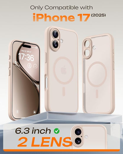 TOCOL for Phone 17 Case, Compatible with Magsafe Charger, Full Camera Protection, Drop Protection, Translucent Matte Phone Case for Phone 17 6.3 inch (Desert)