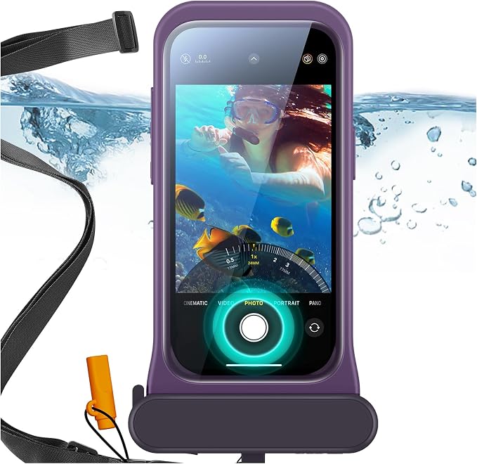 ESR Waterproof Phone Pouch for iPhone 15 Pro Max /14 Pro Max, Underwater Touch Sensitivity, IPX8 Floating Waterproof Cellphone Case with Lanyard, Dry Bag for Snorkeling, Purple