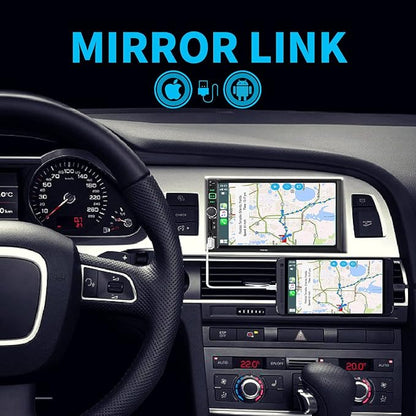 Double Din Car Stereo Radio Compatible with Apple Carplay and Android Auto, 7-Inch HD Touchscreen with Voice Control, Mirror Link, Backup Camera, Steering Wheel, Bluetooth, FM, USB/TF/AUX Port