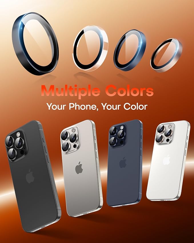 TOCOL for iPhone 15 Pro Max Camera Lens Protector/iPhone 15 Pro Camera Lens Protector Tempered Glass HD Individual Scratch Resistant Cover Accessories Case Friendly 2 Pack（Clear）