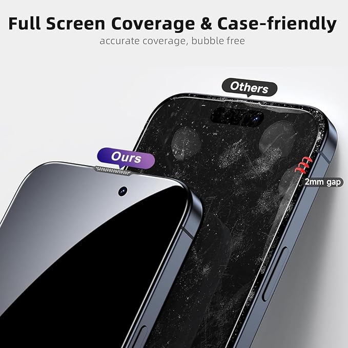Compatible with iPhone 14 Pro Screen Protector HD Clarity With Automatic Dust Removal and Easy Installation Tool, 9H Hardness and Military Grade Shatterproof Tempered Glass
