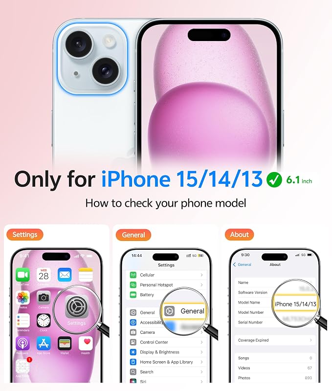 FNTCASE for iPhone 15/14/13 Case, Fit for Magsafe, Glass Screen Protector | Translucent Matte, Magnetic Phone Cases, 14FT Military Grade Drop Protection, Slim Shockproof Protective Cover, Pink