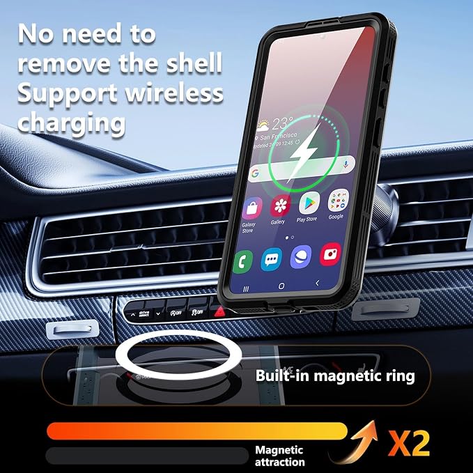 Omio Designed for Galaxy S26 Waterproof Case Compatible with MagSafe, Magnetic Waterproof Full Body IP68 Underwater Case Built-in Screen Protector Military Grade Shockproof Case for Men Women Black