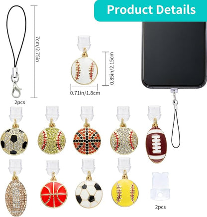 7-10Pcs Dust Plug Charm Type C with Alloy Pendants Cute Cell Phone Charms for Most Type C Phone,Readers Device