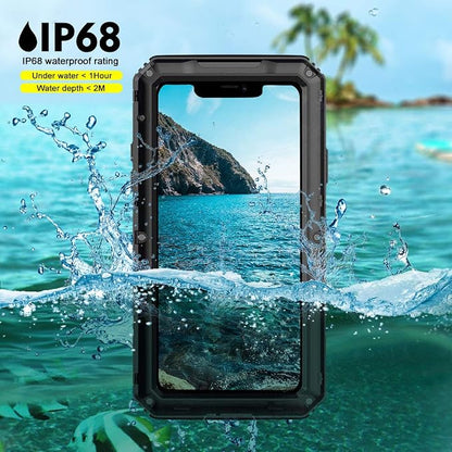 Beasyjoy for iPhone 11 Pro Max Case Waterproof Metal Case Heavy Duty Built-in Screen Full Body Protective Shockproof Military Grade Black