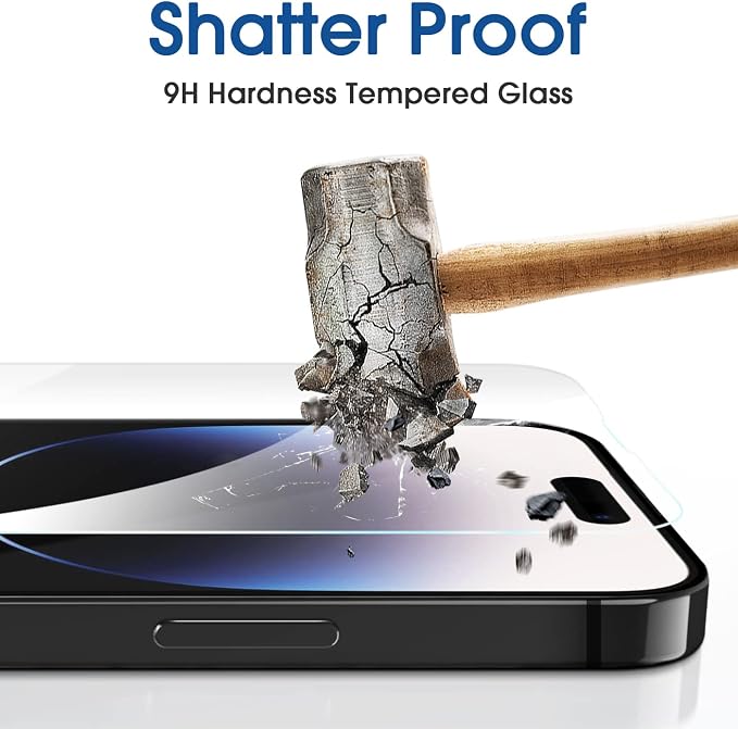 amFilm 2 Pack Tempered Glass Screen Protector + Camera Lens Protector for iPhone 14 Pro Max 6.7 Inch. Easy OneTouch Installation, Auto-Alignment, Bubble Free, Case Friendly, Anti-Scratch
