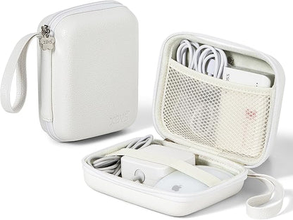 Charger Case for Macbook, Portable Tech Electronic Organizer Bag, Small Travel Storage Pouch for Laptop Accessories, MacBook Power Adapter, Charging Cords, USB Drives, Power Bank (White, L)