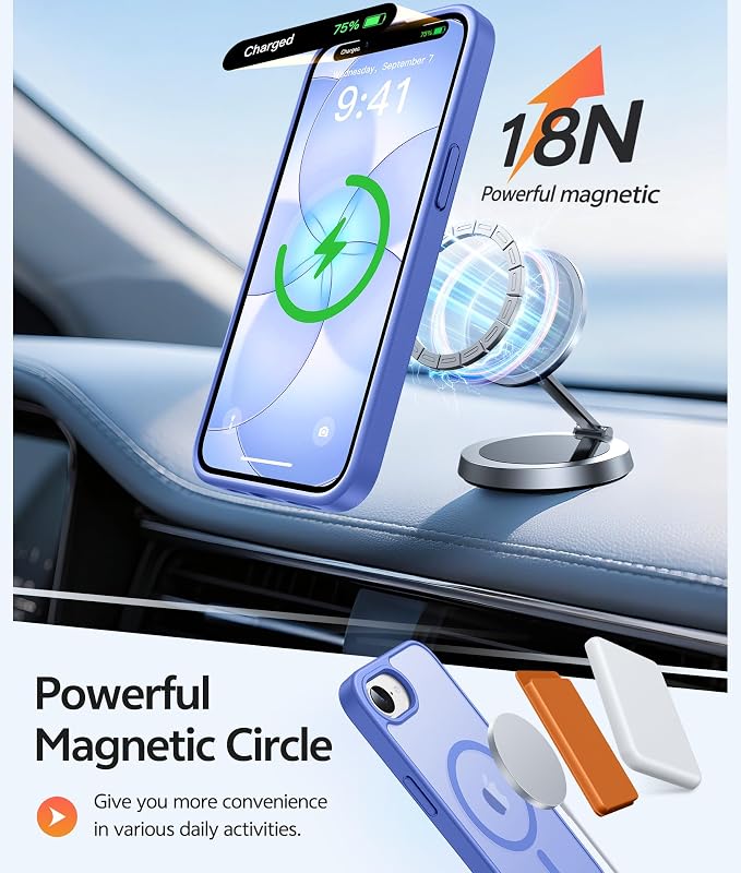 FNTCASE for iPhone 17e Case: iPhone 16e Phone Case [Compatible with Magsafe] Translucent Matte Cases with [Screen Protector] Military Grade Shockproof Protective Phone Cover - Ultramarine