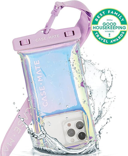 Case-Mate Soap Bubble IP68 Waterproof Phone Pouch - Travel Beach Cruise Ship Essentials - Floating Waterproof Phone Case with Crossbody Lanyard for iPhone 17 Pro Max/16 Pro/15/14/13/S26 - Iridescent