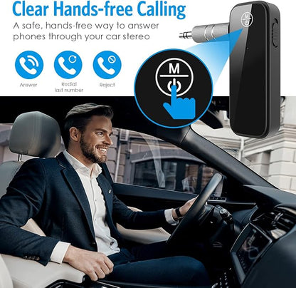 JXTZ Aux Bluetooth 5.3 Adapter for Car, 2 in 1 Wireless Bluetooth Transmitter and Receiver for Headphones Car Home Audio Speaker, Portable 3.5mm Wireless Audio Receiver, Hands-Free Call