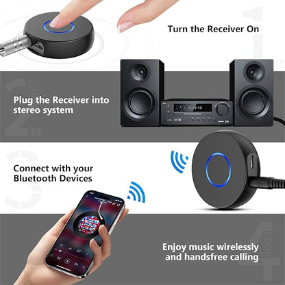 SONRU Bluetooth Aux Adapter for Car, Wireless Audio Receiver, Portable Hands-Free Kit with RCA AUX 3.5mm for Home/Car Stereo Music Streaming Sound System